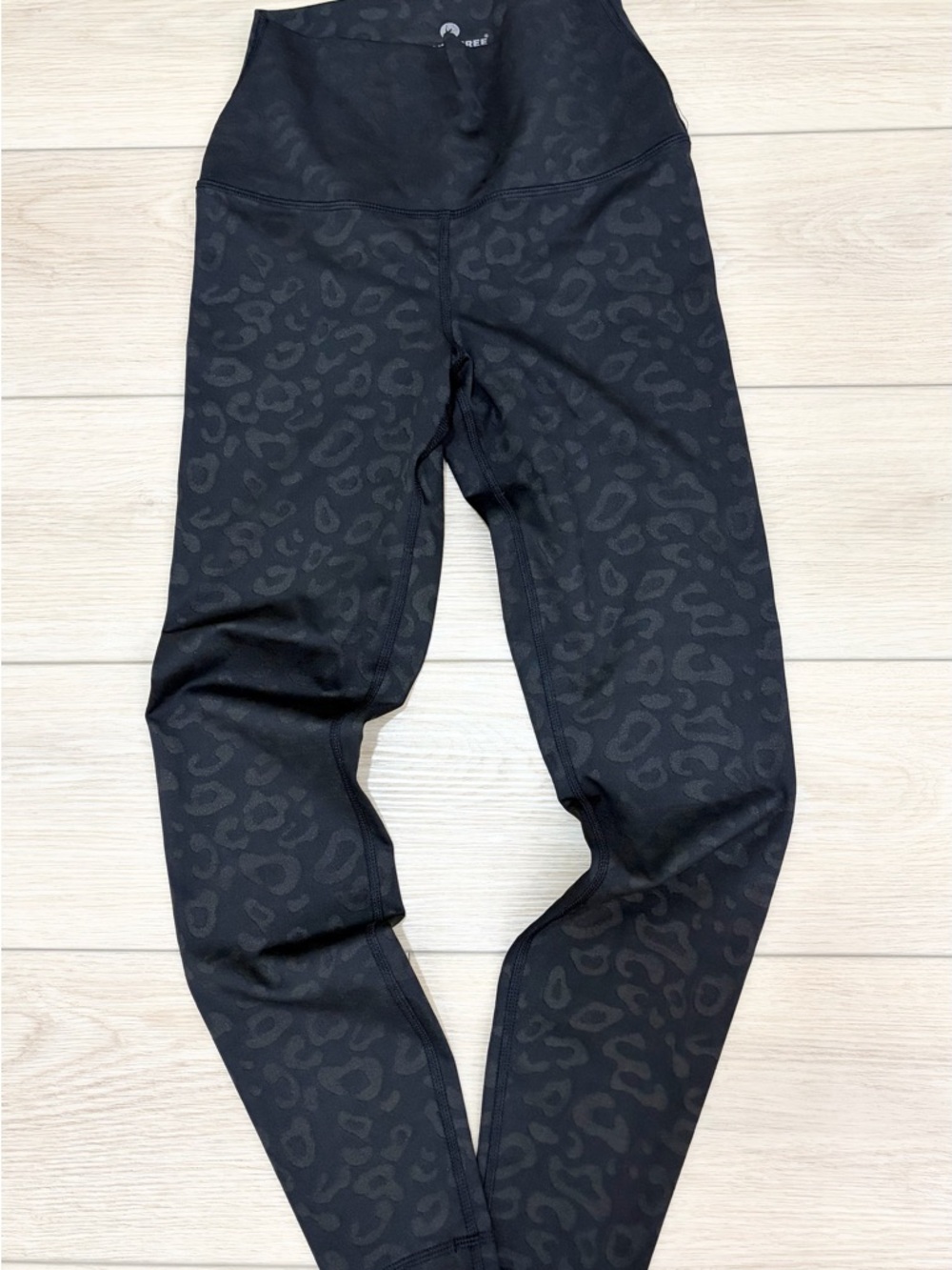 90 Degree by Reflex Yoga Black Leopard Print Ankle Leggings S Polyester Spandex
